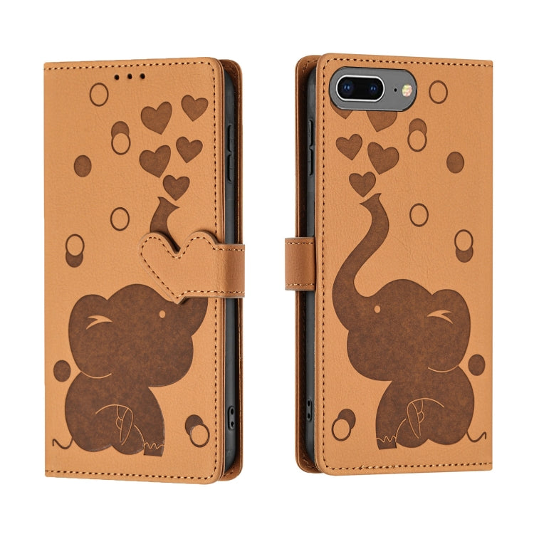 Cartoon Elephant Embossed Leather Phone Case, For iPhone XS Max, For iPhone 8 Plus / 7 Plus