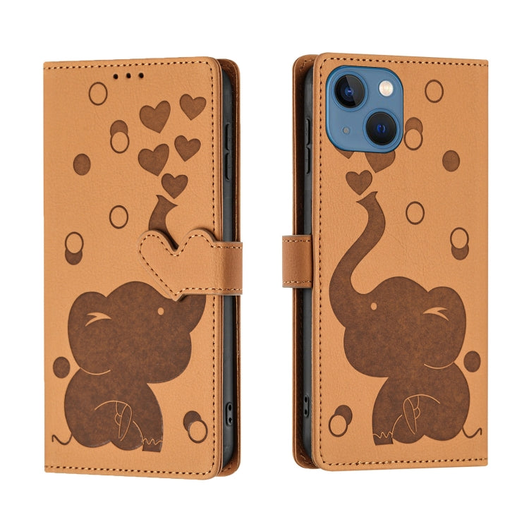 Cartoon Elephant Embossed Leather Phone Case, For iPhone 13 mini / 12 mini, For iPhone 12 / 12 Pro, For iPhone 12 Pro Max, For iPhone 11 Pro Max