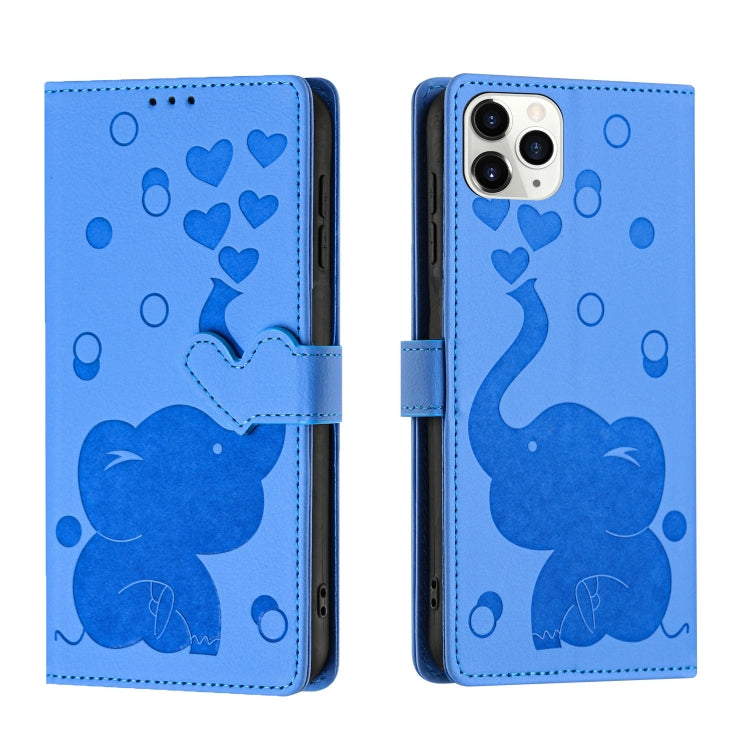 Cartoon Elephant Embossed Leather Phone Case, For iPhone 11, For iPhone 11 Pro, For iPhone X / XS, For iPhone XR