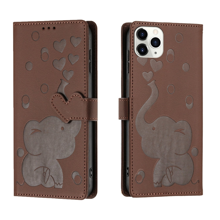 Cartoon Elephant Embossed Leather Phone Case, For iPhone 11, For iPhone 11 Pro, For iPhone X / XS, For iPhone XR