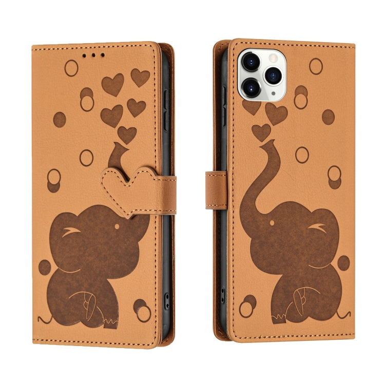 Cartoon Elephant Embossed Leather Phone Case, For iPhone 11, For iPhone 11 Pro, For iPhone X / XS, For iPhone XR