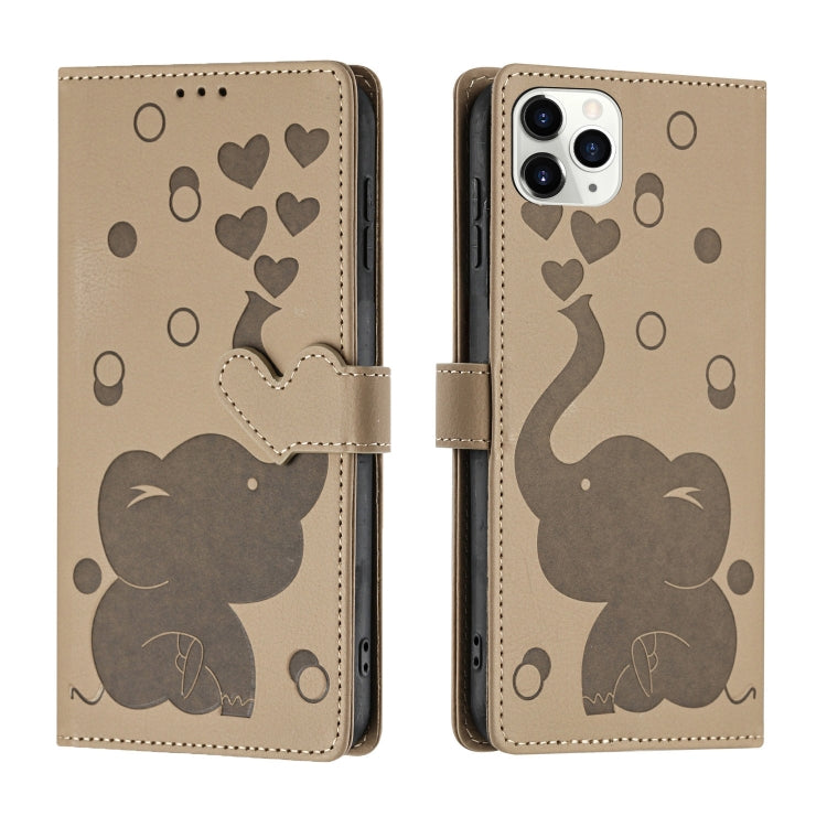 Cartoon Elephant Embossed Leather Phone Case, For iPhone 13 mini / 12 mini, For iPhone 12 / 12 Pro, For iPhone 12 Pro Max, For iPhone 11 Pro Max