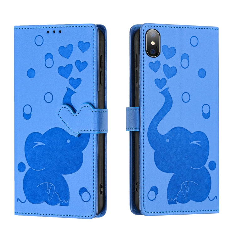 Cartoon Elephant Embossed Leather Phone Case, For iPhone XS Max, For iPhone 8 Plus / 7 Plus