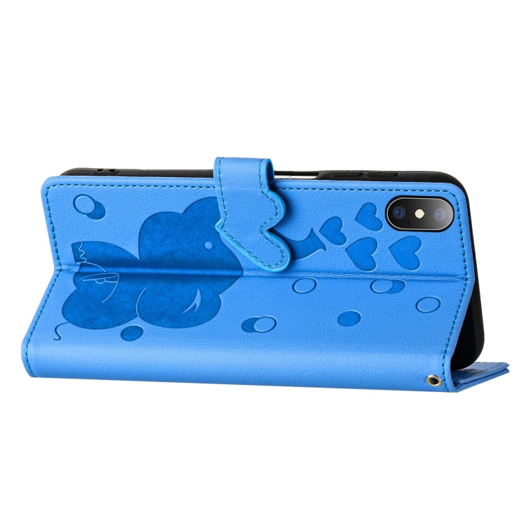 Cartoon Elephant Embossed Leather Phone Case, For iPhone XS Max, For iPhone 8 Plus / 7 Plus