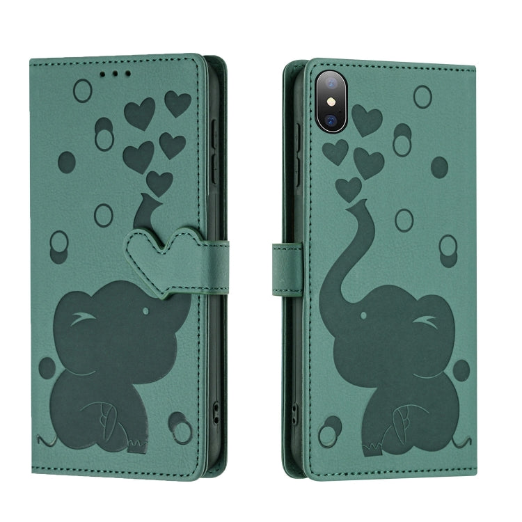 Cartoon Elephant Embossed Leather Phone Case, For iPhone XS Max, For iPhone 8 Plus / 7 Plus