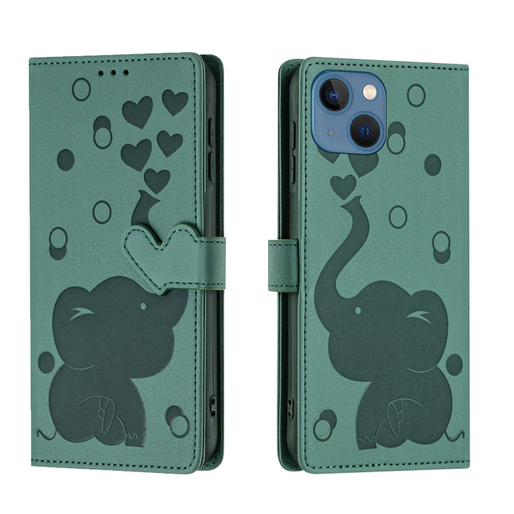 Cartoon Elephant Embossed Leather Phone Case, For iPhone SE 2022 / 2020, For iPhone 13 Pro Max, For iPhone 13 Pro, For iPhone 13
