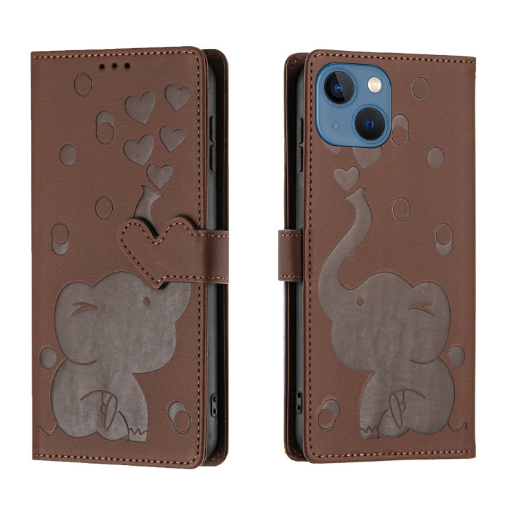 Cartoon Elephant Embossed Leather Phone Case, For iPhone SE 2022 / 2020, For iPhone 13 Pro Max, For iPhone 13 Pro, For iPhone 13