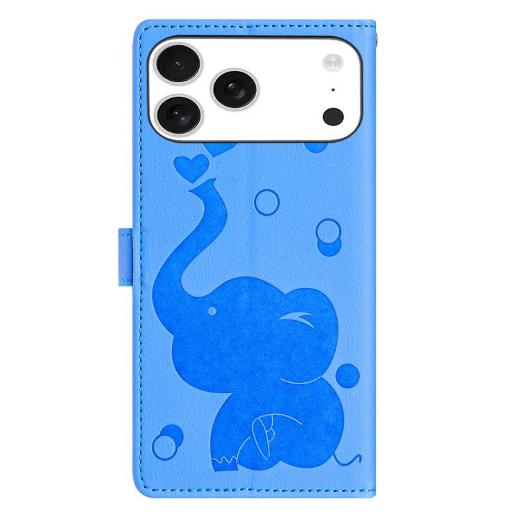 Cartoon Elephant Embossed Leather Phone Case, For iPhone 17 Pro Max, For iPhone 17 Pro, For iPhone 17, For iPhone 17 Air