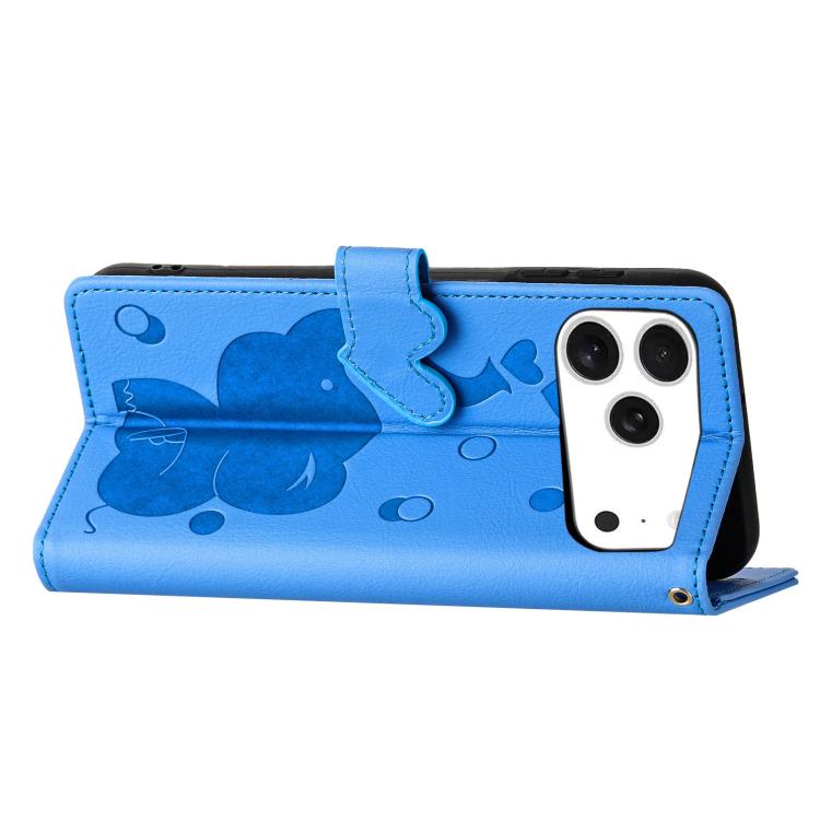 Cartoon Elephant Embossed Leather Phone Case, For iPhone 17 Pro Max, For iPhone 17 Pro, For iPhone 17, For iPhone 17 Air