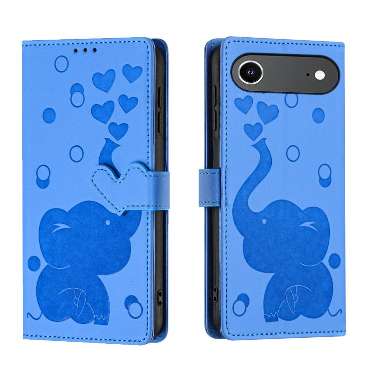 Cartoon Elephant Embossed Leather Phone Case, For iPhone 17 Pro Max, For iPhone 17 Pro, For iPhone 17, For iPhone 17 Air
