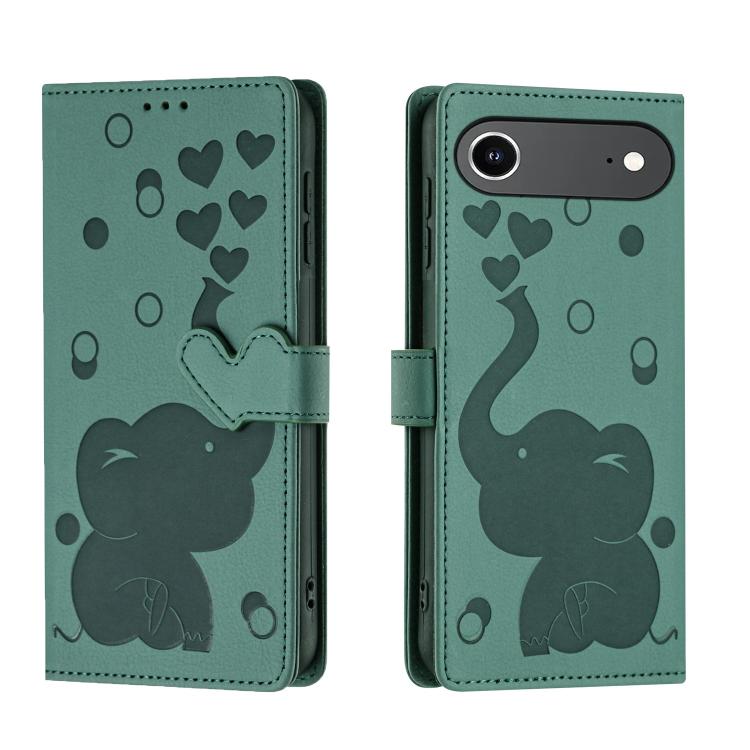 Cartoon Elephant Embossed Leather Phone Case, For iPhone 17 Pro Max, For iPhone 17 Pro, For iPhone 17, For iPhone 17 Air