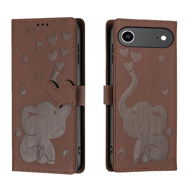 Cartoon Elephant Embossed Leather Phone Case, For iPhone 17 Pro Max, For iPhone 17 Pro, For iPhone 17, For iPhone 17 Air
