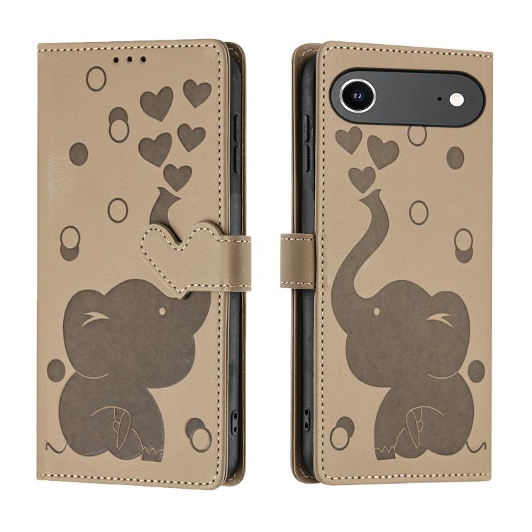 Cartoon Elephant Embossed Leather Phone Case, For iPhone 17 Pro Max, For iPhone 17 Pro, For iPhone 17, For iPhone 17 Air
