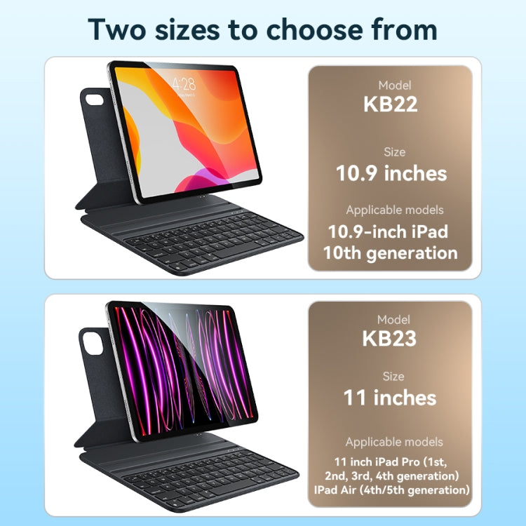 Étui en cuir avec clavier magnétique double face Yesido, pour iPad Pro 11 (2022) / Air 10.9 (2022) et iPad 10e génération (2022)