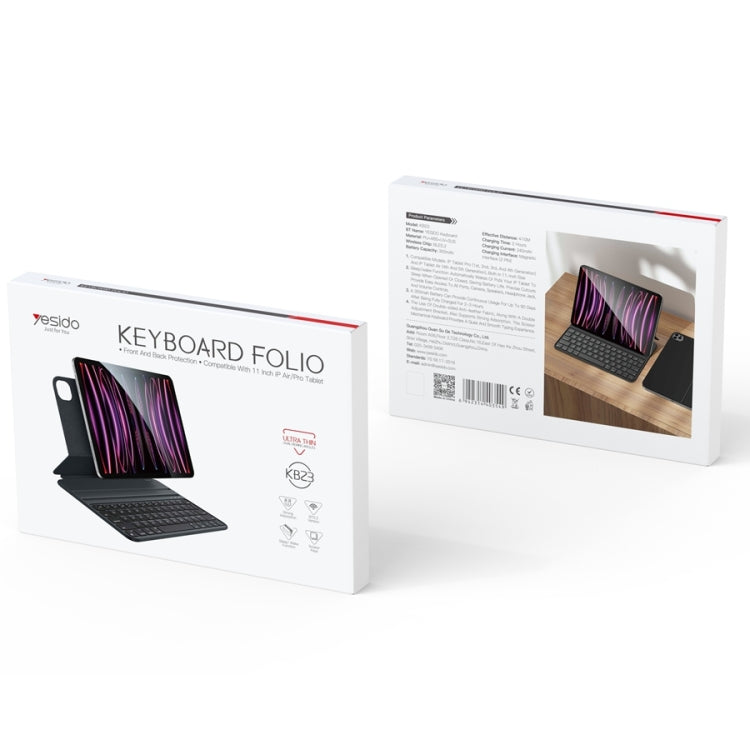 Étui en cuir avec clavier magnétique double face Yesido, pour iPad Pro 11 (2022) / Air 10.9 (2022) et iPad 10e génération (2022)