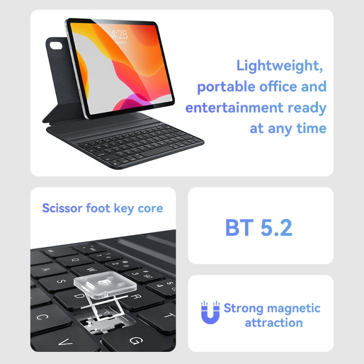 Étui en cuir avec clavier magnétique double face Yesido, pour iPad Pro 11 (2022) / Air 10.9 (2022) et iPad 10e génération (2022)