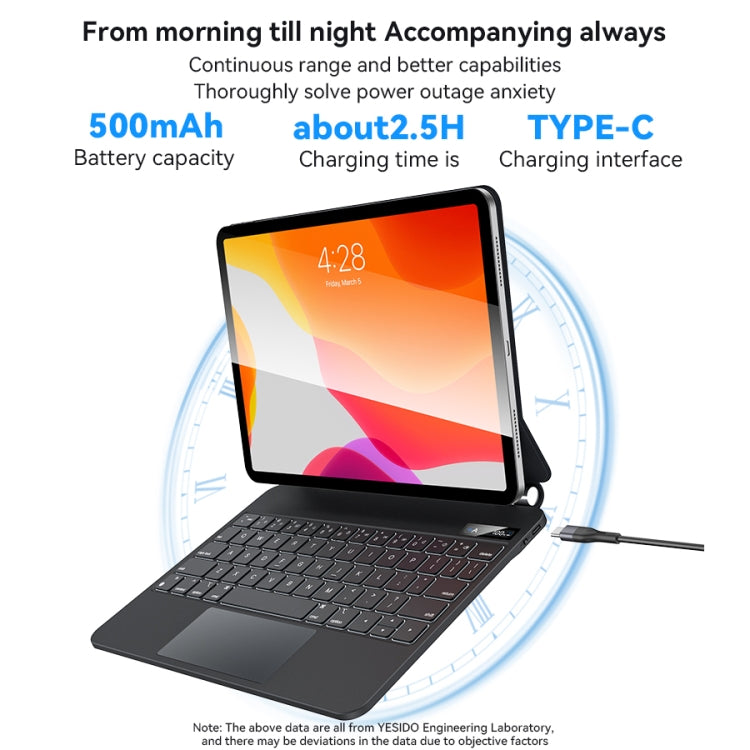 Étui en cuir magnétique avec clavier et écran numérique à clip double face Yesido