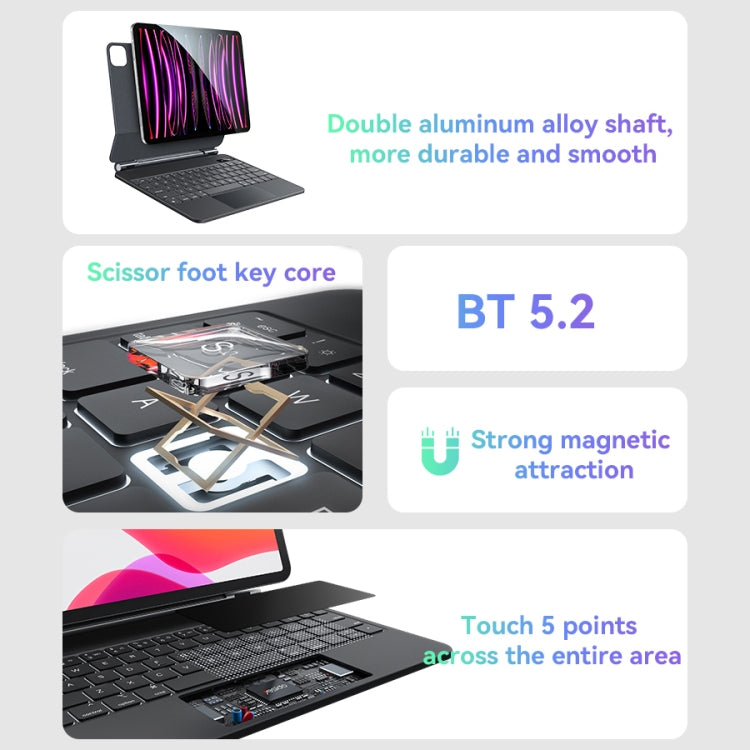 Étui en cuir magnétique avec clavier et écran numérique à clip double face Yesido
