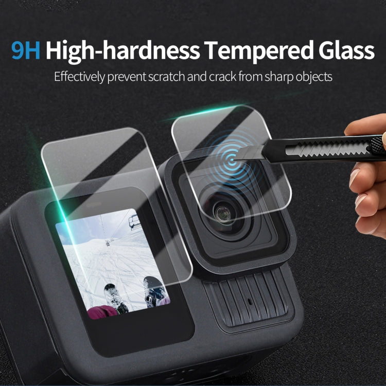 For GoPro HERO13 Black Sunnylife 3 in 1 Lens Protector Front and Rear Screen Tempered Glass Films, 1 + 1 + 1 Sets, 2 + 2 + 2 Sets