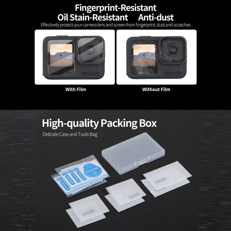 For GoPro HERO13 Black Sunnylife 3 in 1 Lens Protector Front and Rear Screen Tempered Glass Films, 1 + 1 + 1 Sets, 2 + 2 + 2 Sets