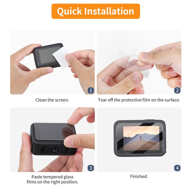 For GoPro HERO13 Black Sunnylife 3 in 1 Lens Protector Front and Rear Screen Tempered Glass Films, 1 + 1 + 1 Sets, 2 + 2 + 2 Sets