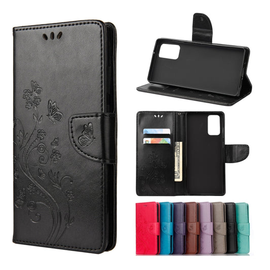 Butterfly flower embossed leather flip case for Samsung Galaxy Note20 Ultra with card slots