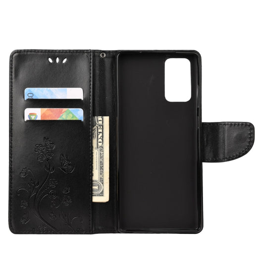 Galaxy Note20 Ultra flip case back cover with embossed floral butterfly pattern detail
