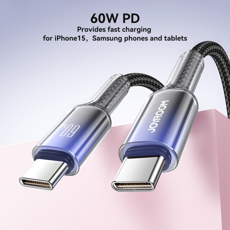 Câble de données et de charge rapide JOYROOM S-A42 Crystal Clear Series, longueur : 1,2 m, câble Type-C vers Type-C, câble Type-C vers 8 broches, câble USB vers Type-C, câble USB vers 8 broches