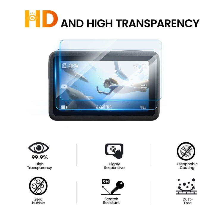 STARTRC 3 in 1 Lens Protector Front and Rear Screen Tempered Glass Films, For DJI Osmo Action 5 Pro