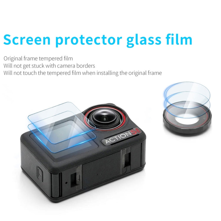 STARTRC 3 in 1 Lens Protector Front and Rear Screen Tempered Glass Films, For DJI Osmo Action 5 Pro