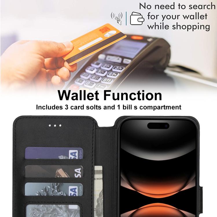 Coque de téléphone antichoc en cuir PU et TPU, pour iPhone 16 Pro Max, iPhone 16 Pro, iPhone 16 Plus, iPhone 16