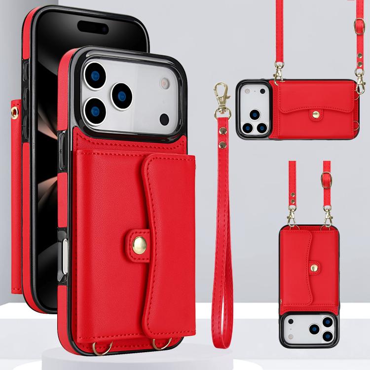 RFID Card Slot Phone Case with Long Lanyard, For iPhone 18 Pro / 17 Pro, For iPhone 18 Pro Max / 17 Pro Max, For iPhone 17, For iPhone  Air
