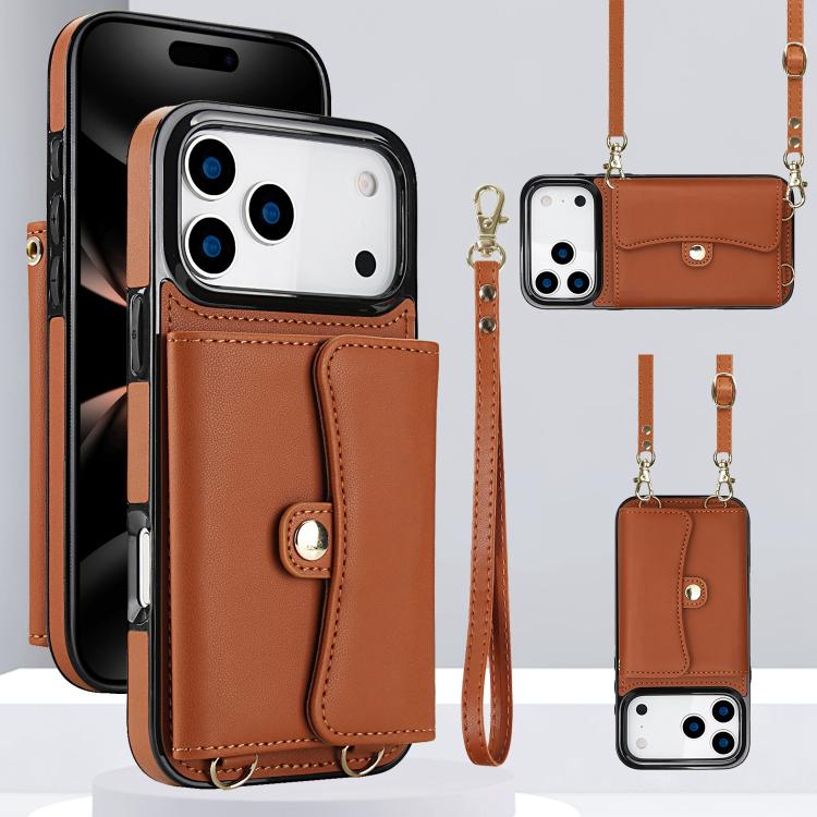 RFID Card Slot Phone Case with Long Lanyard, For iPhone 18 Pro / 17 Pro, For iPhone 18 Pro Max / 17 Pro Max, For iPhone 17, For iPhone  Air
