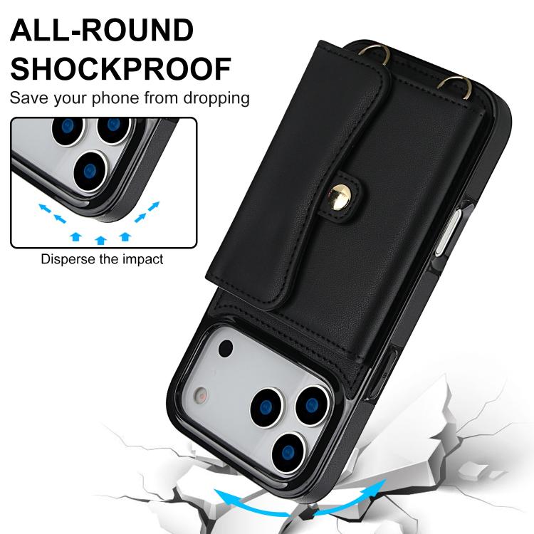 RFID Card Slot Phone Case with Long Lanyard, For iPhone 18 Pro / 17 Pro, For iPhone 18 Pro Max / 17 Pro Max, For iPhone 17, For iPhone  Air