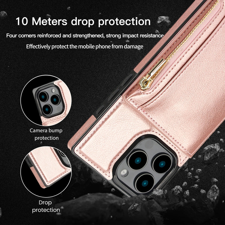 Square Zipper Wallet Bag TPU+PU Back Cover Case, For iPhone 16 Pro Max, For iPhone 16 Pro, For iPhone 16 Plus, For iPhone 16