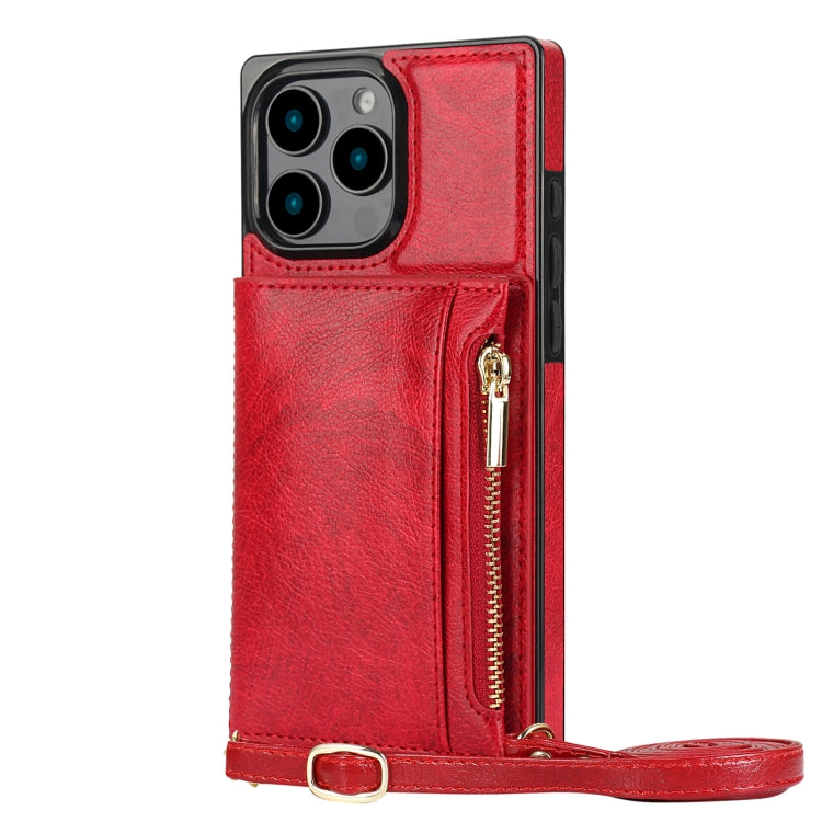 Square Zipper Wallet Bag TPU+PU Back Cover Case, For iPhone 16 Pro Max, For iPhone 16 Pro, For iPhone 16 Plus, For iPhone 16