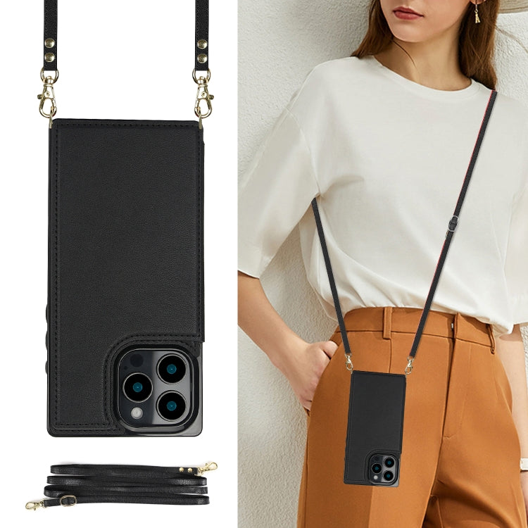 Cross-body Square Dual-Buckle Card Flip Wallet Phone Case, For iPhone 16 Pro Max, For iPhone 16 Pro, For iPhone 16 Plus, For iPhone 16