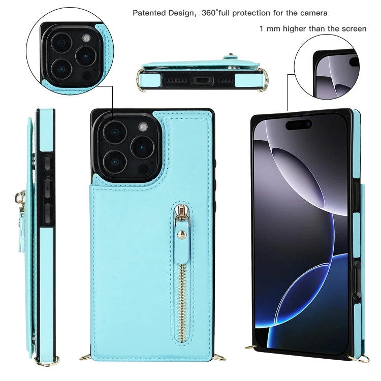 Cross-body Zipper Square Phone Case, For iPhone 16 Pro Max, For iPhone 16 Pro, For iPhone 16 Plus, For iPhone 16