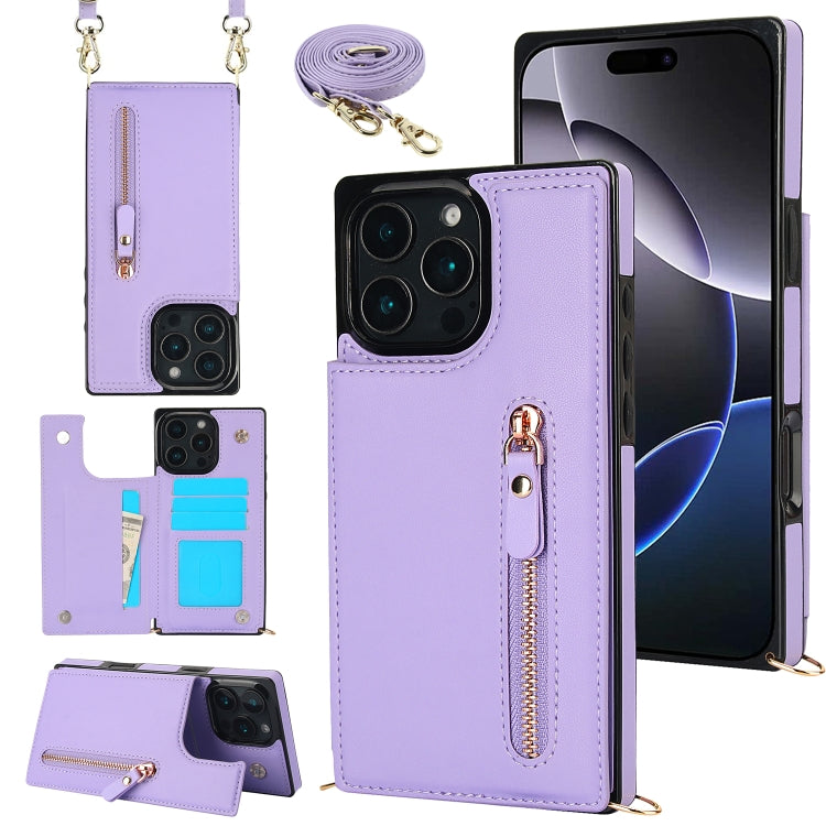 Cross-body Zipper Square Phone Case, For iPhone 16 Pro Max, For iPhone 16 Pro, For iPhone 16 Plus, For iPhone 16