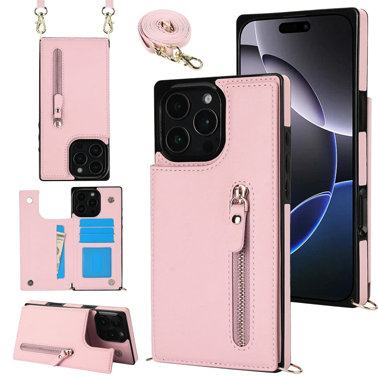 Cross-body Zipper Square Phone Case, For iPhone 16 Pro Max, For iPhone 16 Pro, For iPhone 16 Plus, For iPhone 16