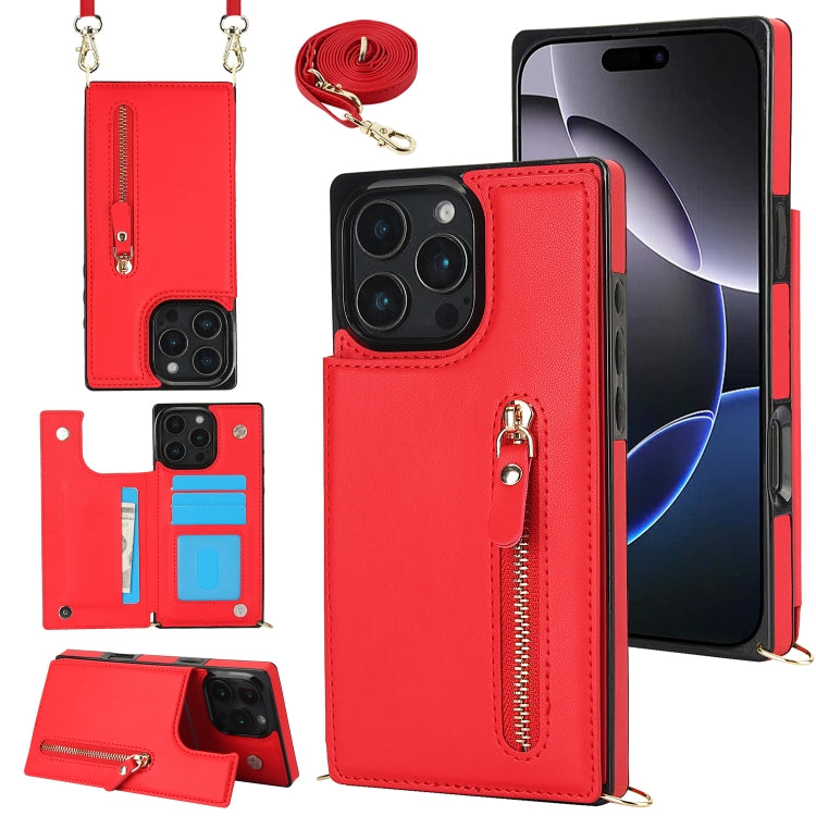 Cross-body Zipper Square Phone Case, For iPhone 16 Pro Max, For iPhone 16 Pro, For iPhone 16 Plus, For iPhone 16