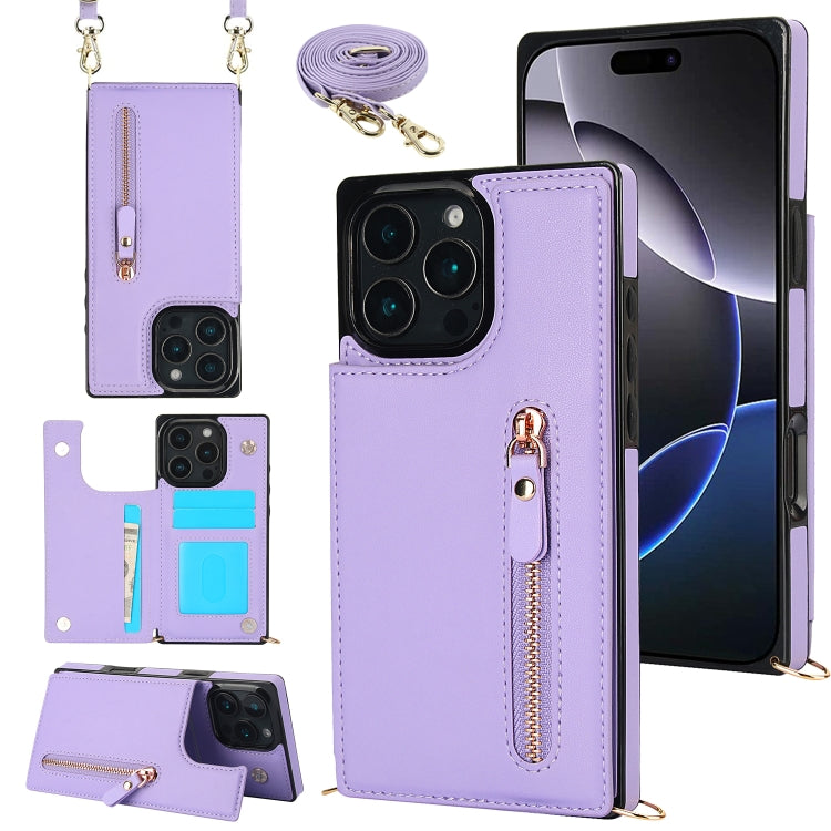 Cross-body Zipper Square Phone Case, For iPhone 16 Pro Max, For iPhone 16 Pro, For iPhone 16 Plus, For iPhone 16
