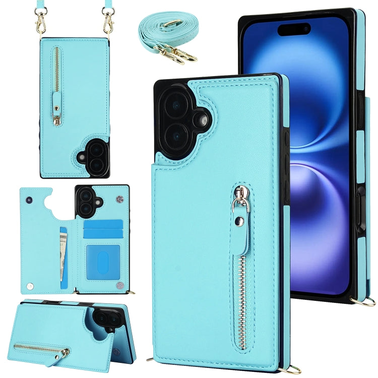 Cross-body Zipper Square Phone Case, For iPhone 16 Pro Max, For iPhone 16 Pro, For iPhone 16 Plus, For iPhone 16