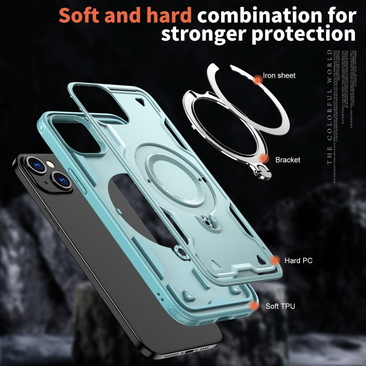 PC Hybrid TPU Armor MagSafe Ring Holder Phone Case, For iPhone 15, For iPhone 14 Plus, For iPhone 14
