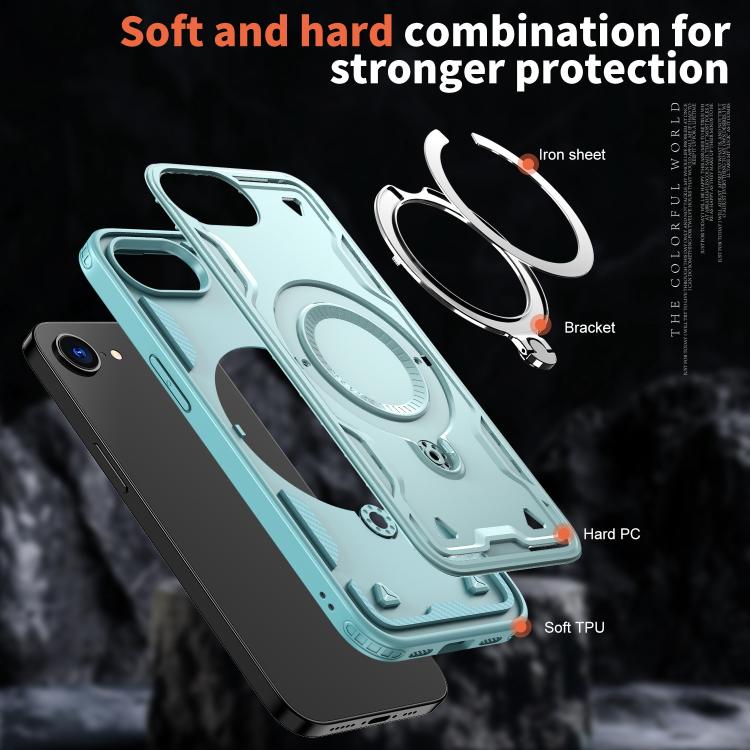 PC Hybrid TPU Armor MagSafe Ring Holder Phone Case, For iPhone 16e, For iPhone 15 Pro Max, For iPhone 15 Pro