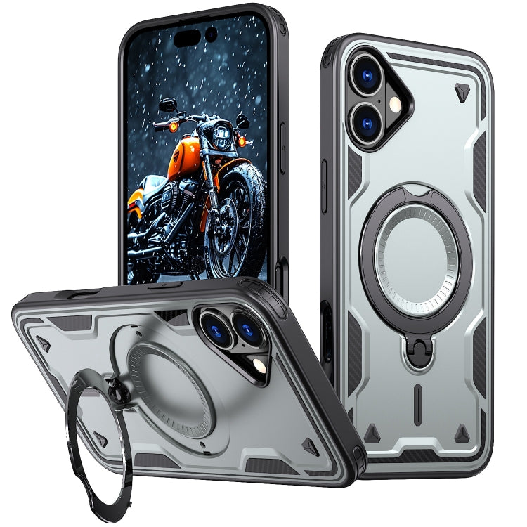 PC Hybrid TPU Armor MagSafe Ring Holder Phone Case, For iPhone 16 Pro Max, For iPhone 16 Pro, For iPhone 16 Plus