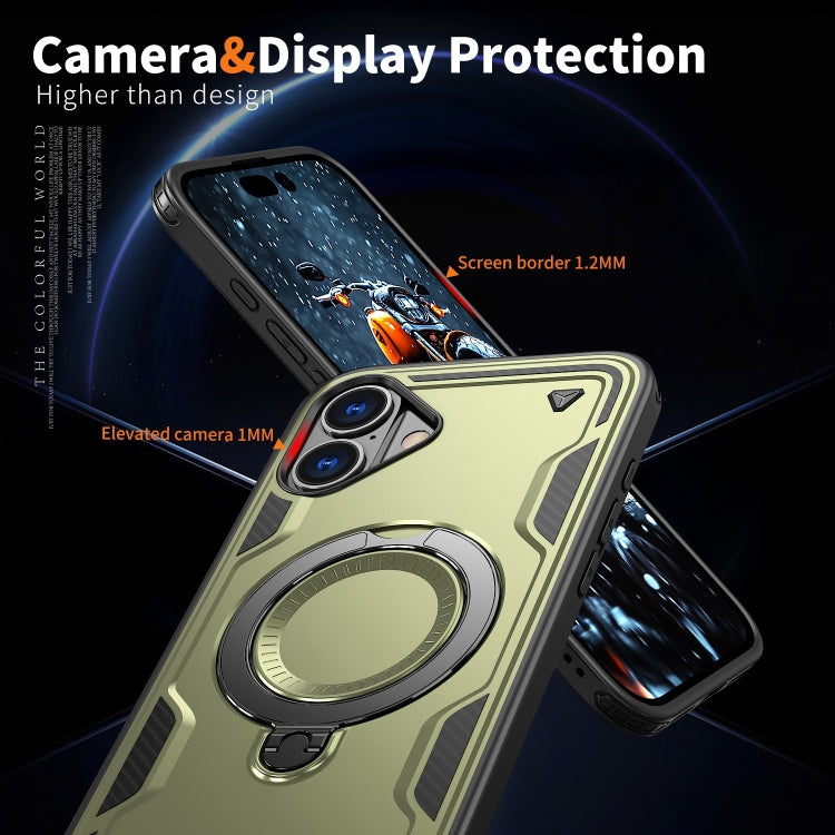 PC Hybrid TPU Armor MagSafe Ring Holder Phone Case, For iPhone 16