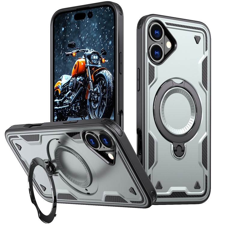 PC Hybrid TPU Armor MagSafe Ring Holder Phone Case, For iPhone 16