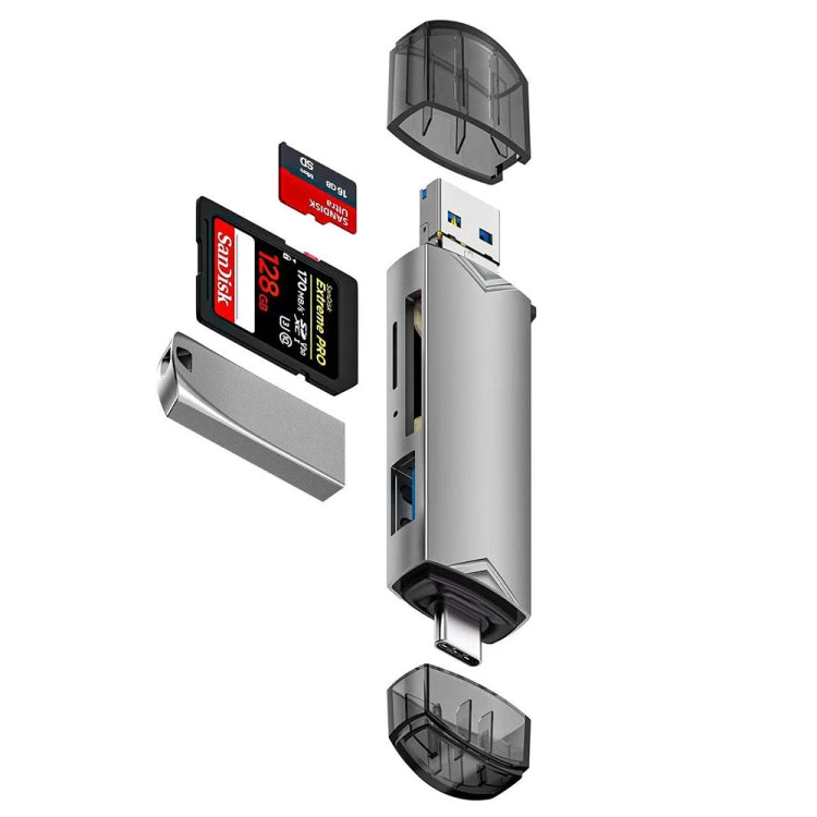 Adaptateur de lecteur de carte multifonction 6 en 1 USB 3.0, Micro USB, Type-C vers SD, TF, disque U, lecteur de carte 6 en 1