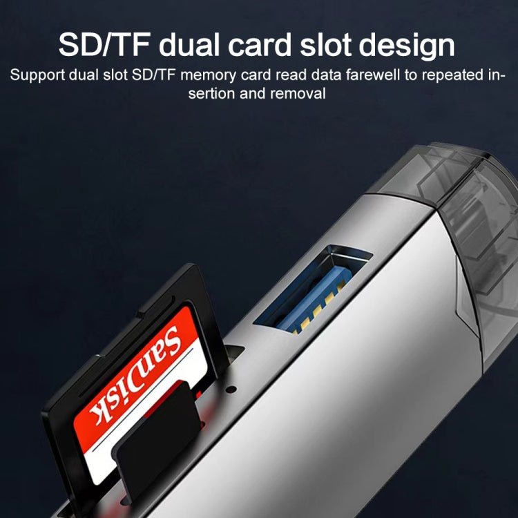 Adaptateur de lecteur de carte multifonction 6 en 1 USB 3.0, Micro USB, Type-C vers SD, TF, disque U, lecteur de carte 6 en 1